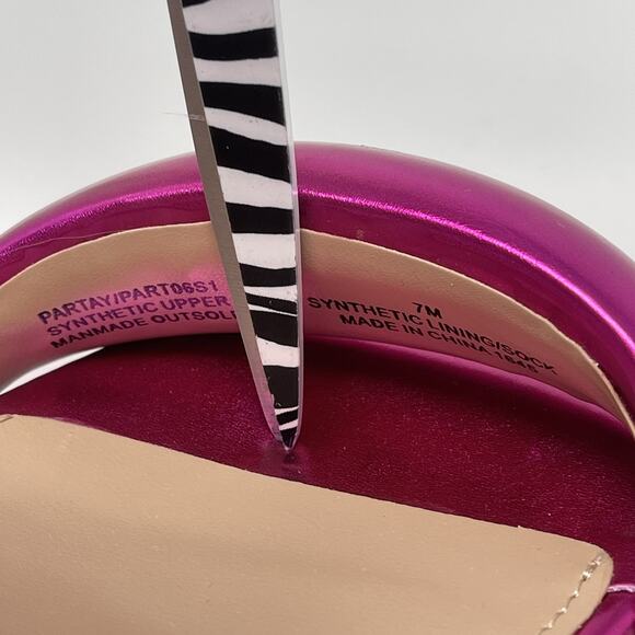 Steve Madden Partay Ankle Strap Stiletto Dress Sandals Womens 7 Pink Metallic - Picture 2 of 11